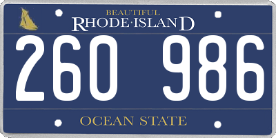 RI license plate 260986