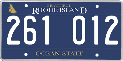 RI license plate 261012