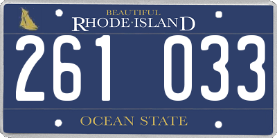 RI license plate 261033