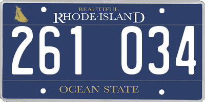 RI license plate 261034