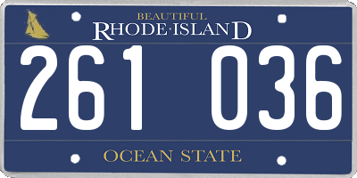 RI license plate 261036