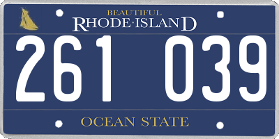 RI license plate 261039