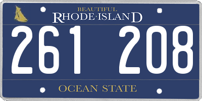 RI license plate 261208