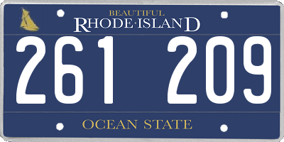 RI license plate 261209