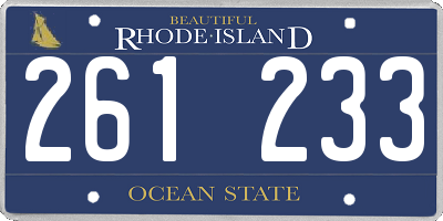 RI license plate 261233