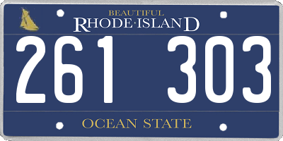 RI license plate 261303