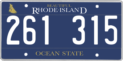 RI license plate 261315