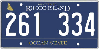 RI license plate 261334