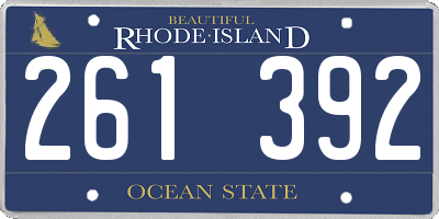 RI license plate 261392