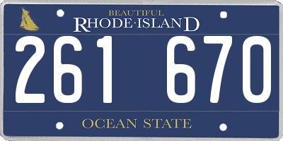RI license plate 261670