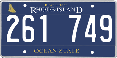 RI license plate 261749