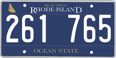 RI license plate 261765