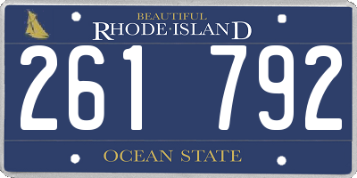 RI license plate 261792