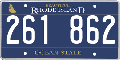 RI license plate 261862