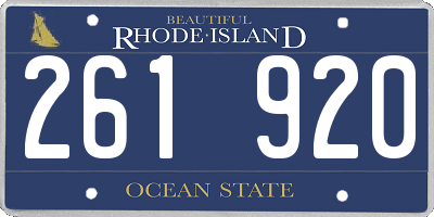 RI license plate 261920