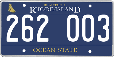 RI license plate 262003