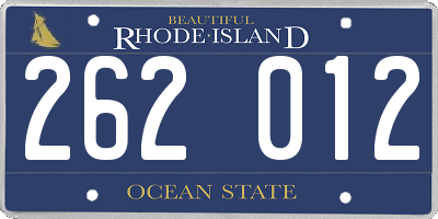 RI license plate 262012