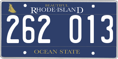 RI license plate 262013