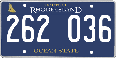 RI license plate 262036