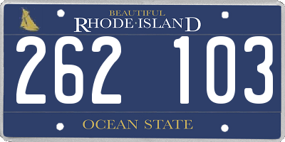 RI license plate 262103