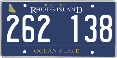 RI license plate 262138