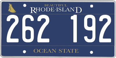 RI license plate 262192