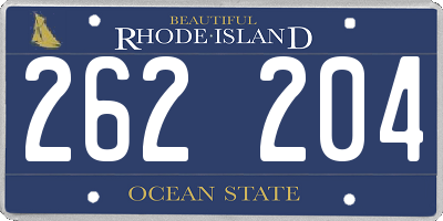 RI license plate 262204