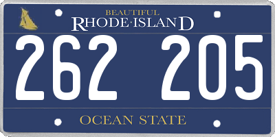 RI license plate 262205