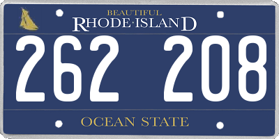 RI license plate 262208
