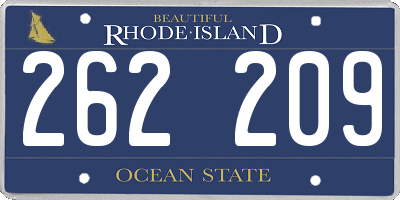 RI license plate 262209