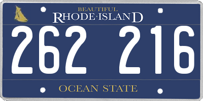 RI license plate 262216