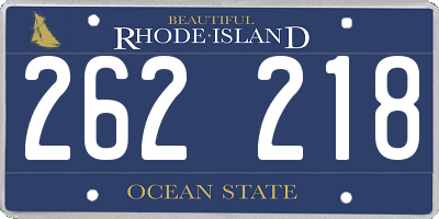 RI license plate 262218