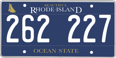 RI license plate 262227