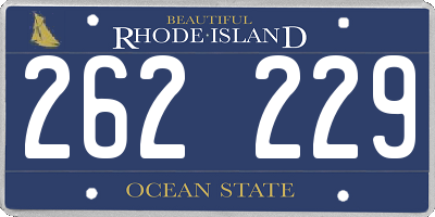 RI license plate 262229