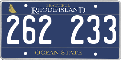 RI license plate 262233
