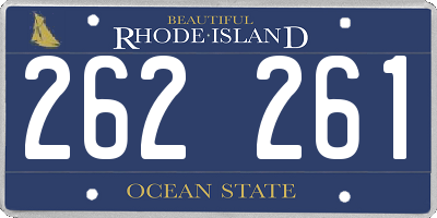 RI license plate 262261