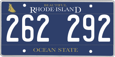 RI license plate 262292