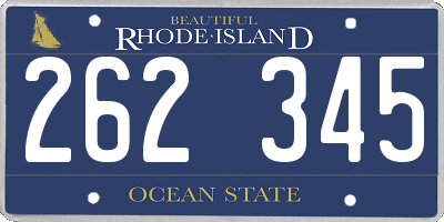 RI license plate 262345