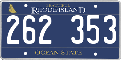 RI license plate 262353