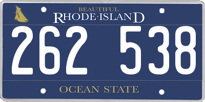 RI license plate 262538