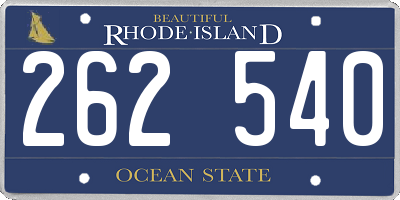 RI license plate 262540