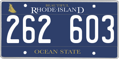 RI license plate 262603