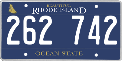 RI license plate 262742