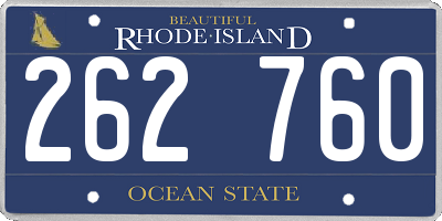 RI license plate 262760