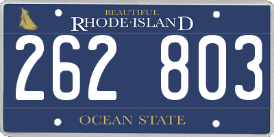 RI license plate 262803