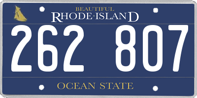 RI license plate 262807