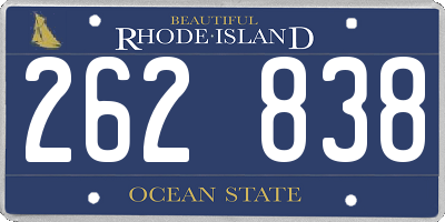 RI license plate 262838
