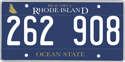 RI license plate 262908