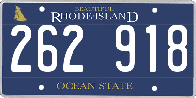 RI license plate 262918
