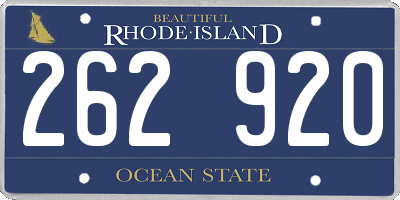 RI license plate 262920